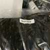 Black DKNY women's double strap cold shoulder gown with 3/4 sleeves, size 12, elegant evening dress.