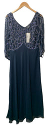 J Kara Womens 3/4 Sleeve Geo Beaded Gown Special Occasion Long Dress Size 12