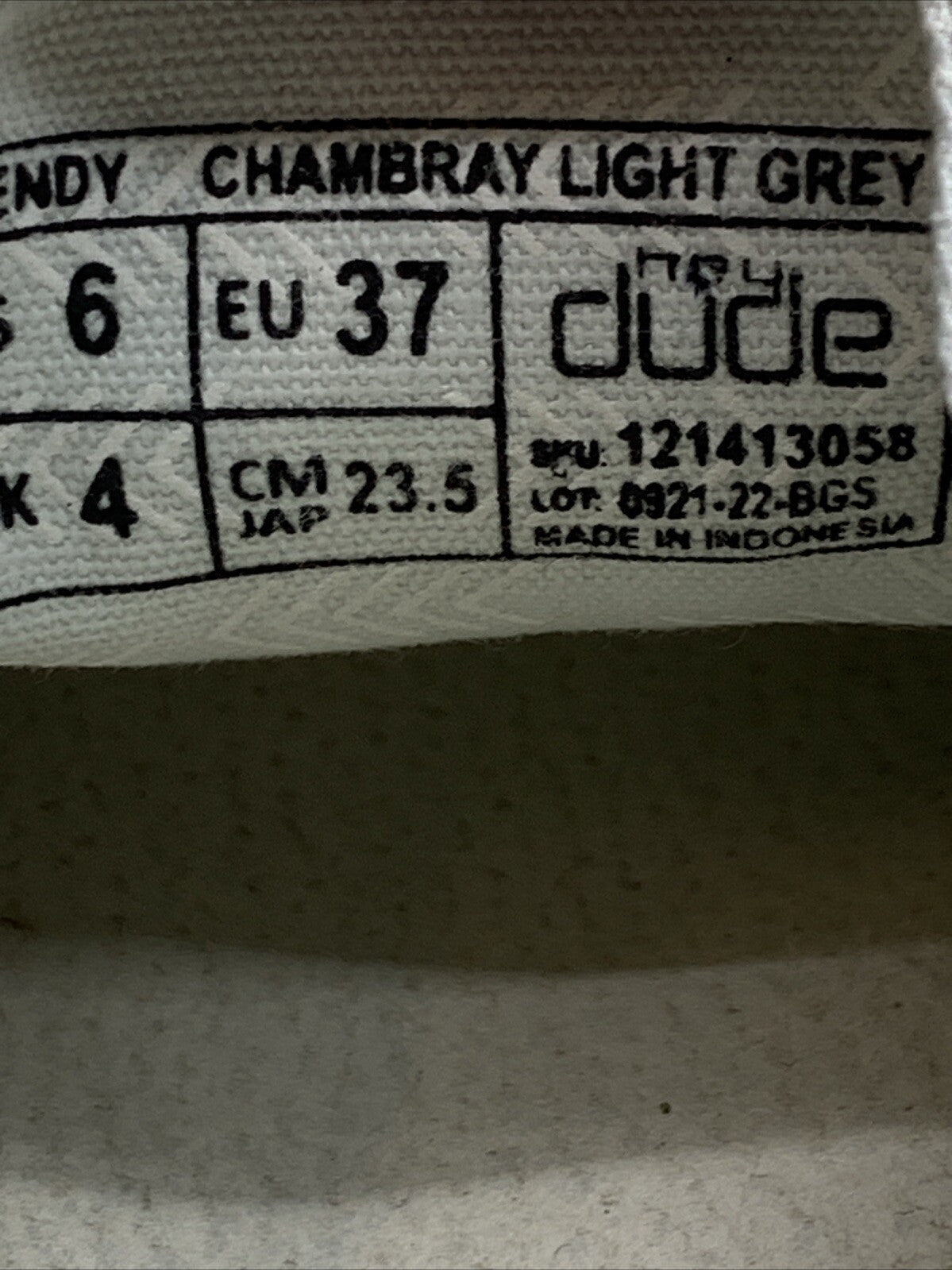 Hey Dude Wendy Chambray Casual Shoes for Women's Size 6 Rounded Toe Lightweight