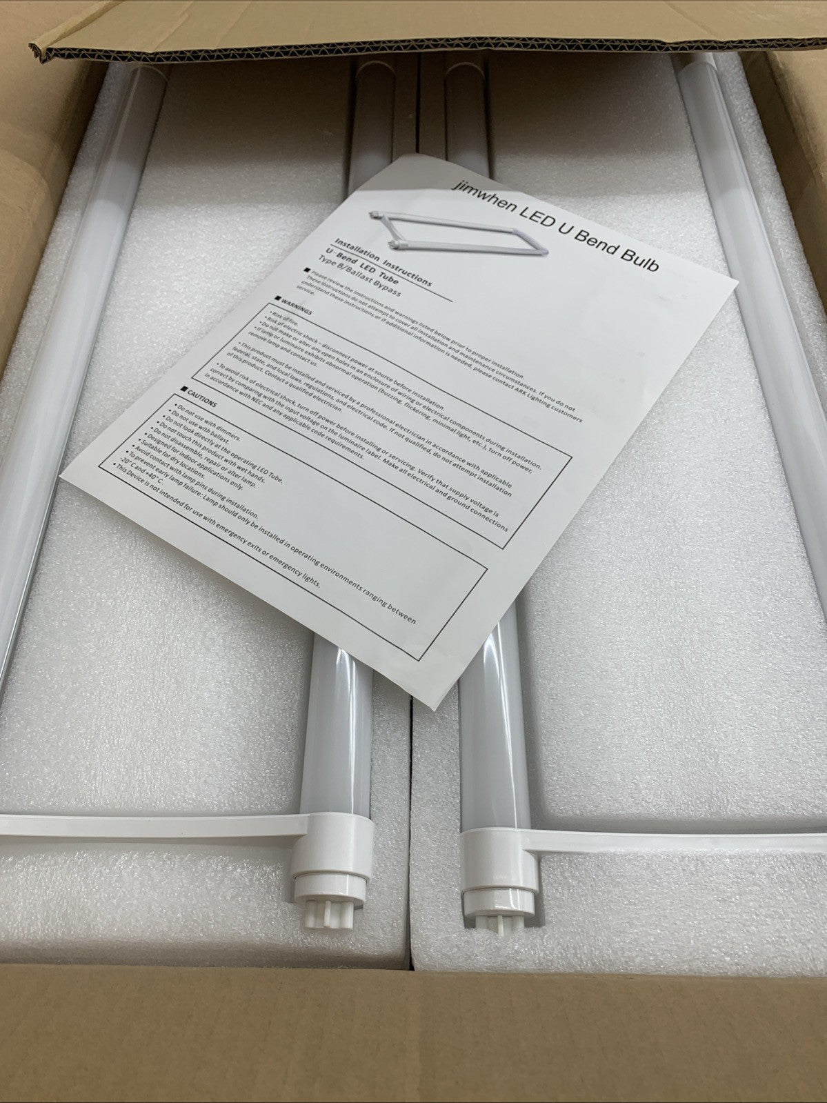 T8/T10/T12 U-Bend LED Bulbs – 2FT 18W, 5000K, 2200LM, Dual-End No Ball - 10 Pack