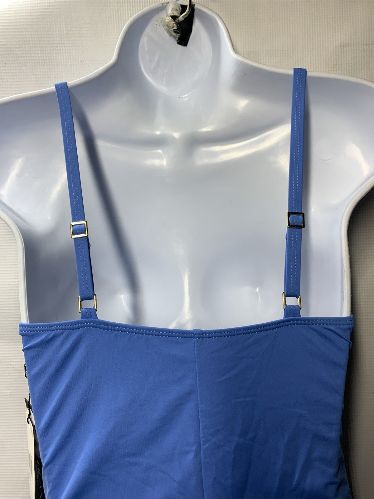 La Blanca Blue One Piece Island Goddess Shirred Side Bathing Suit 10 Swimwear