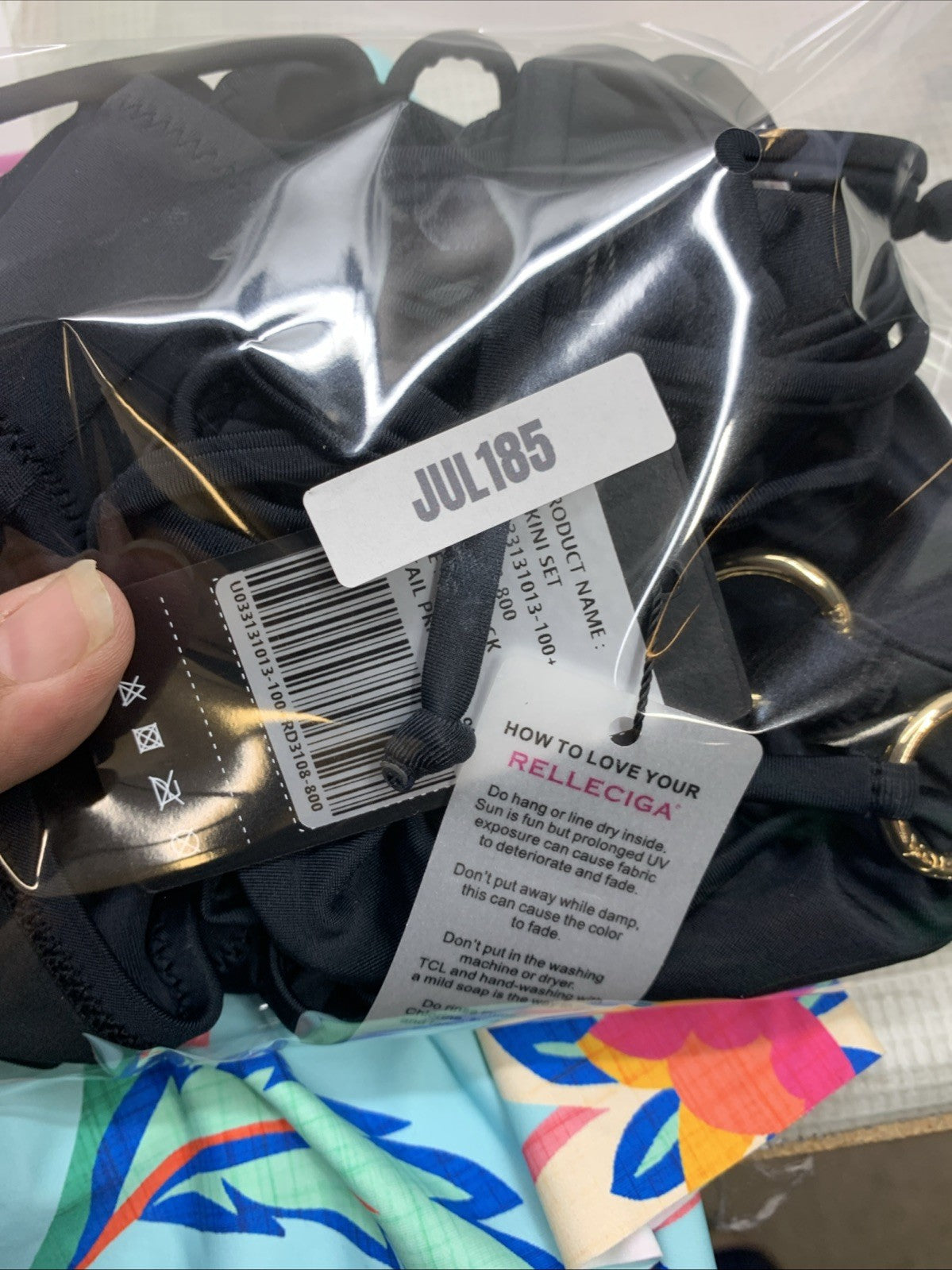 RELLECIGA Women's Triangle Bikini Set Black Small 2 Piece Swimwear Drawstring