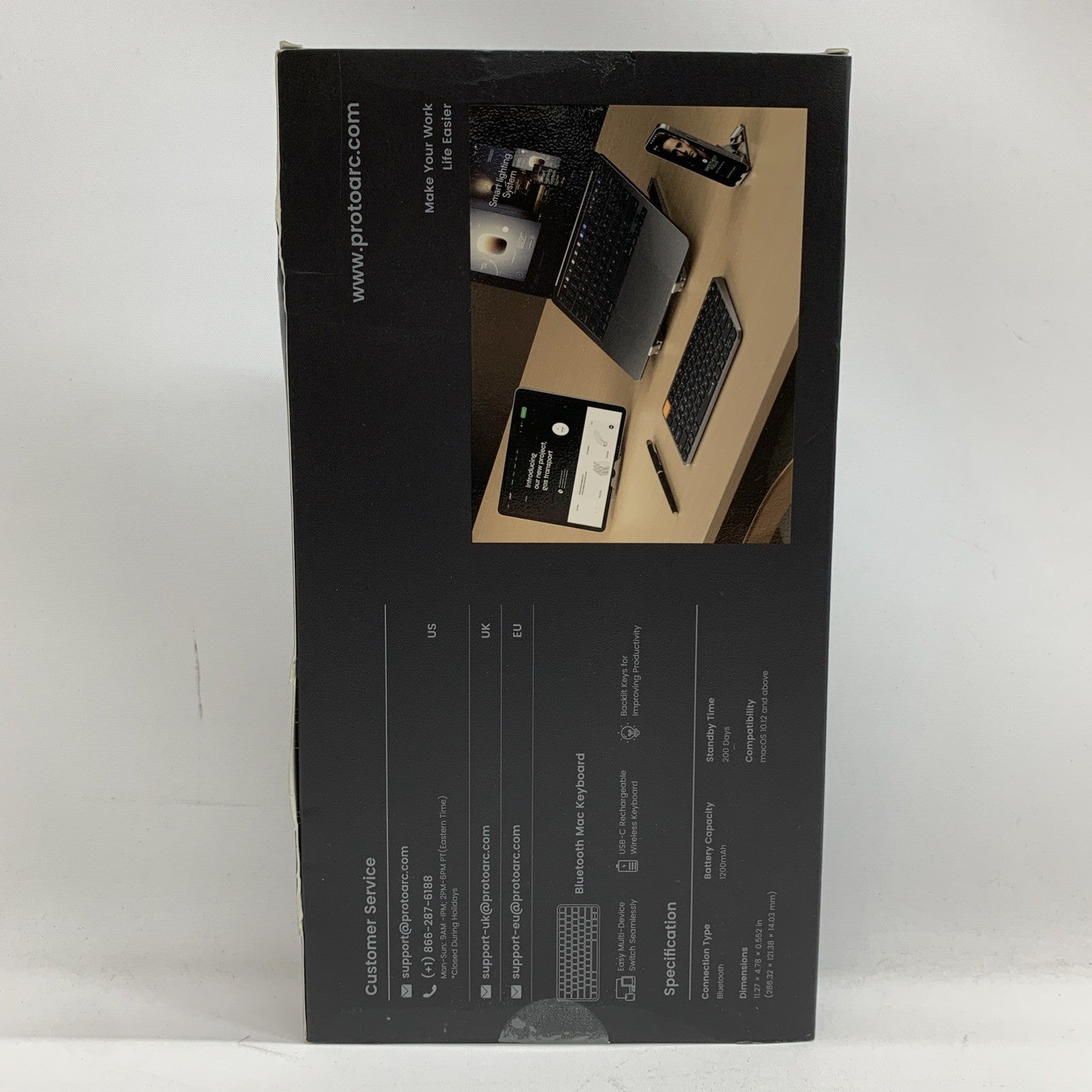 ProtoArc Backlit Compact Wireless Keyboard for Mac, K90-A Bluetooth Keyboard, Mu