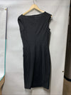 Women's Pencil Dress Pleated Side Business Sweetheart Neck Sheath Size L Black