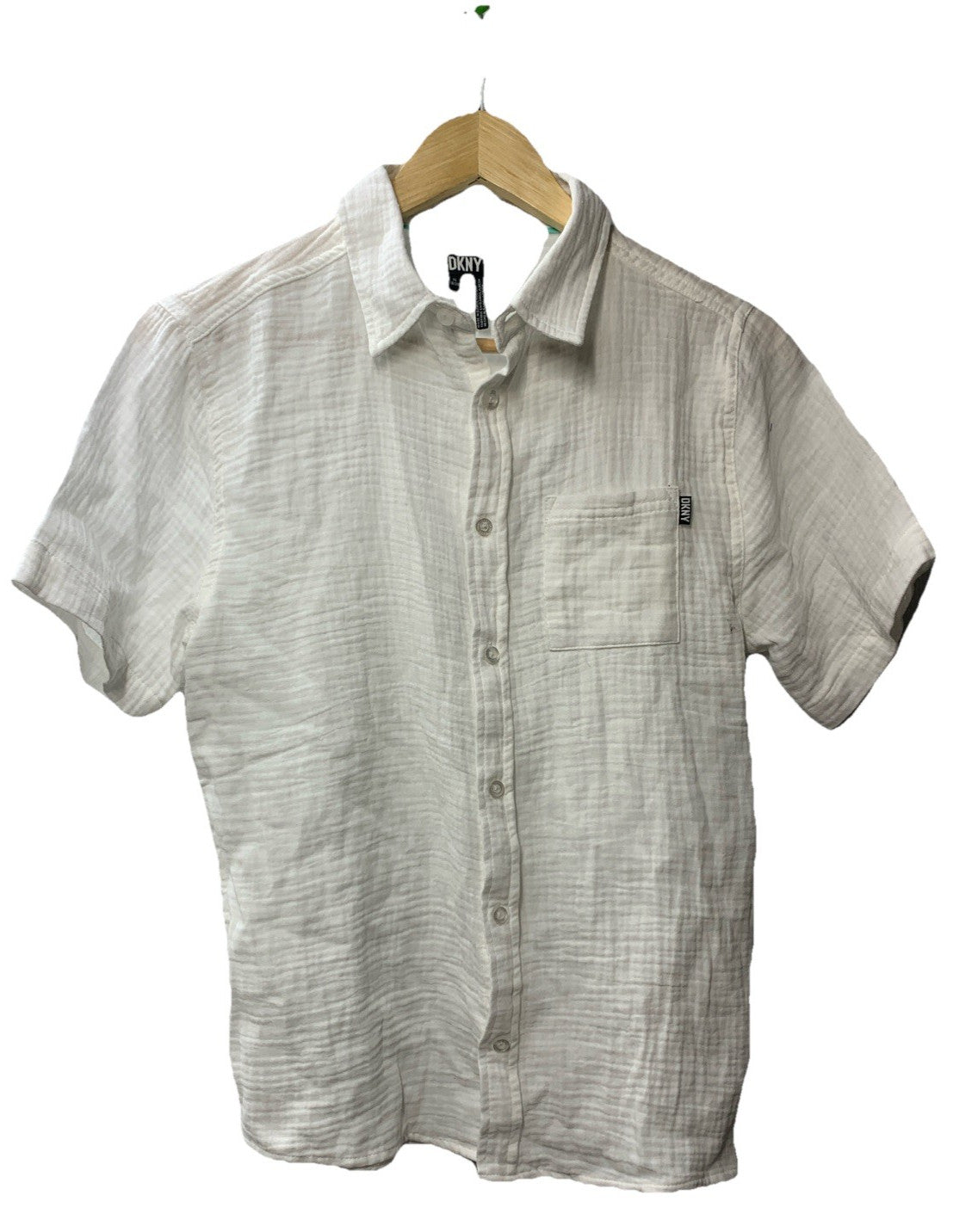 DKNY Boys' Button-up Shirt - Casual Woven Short Sleeve Collared Size XL (18/20)