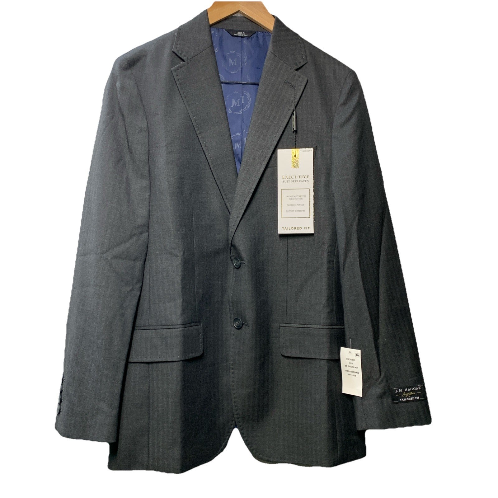 Haggar Men's Travel Performance Tailored Fit Suit Long Sleeve Regular Size 38