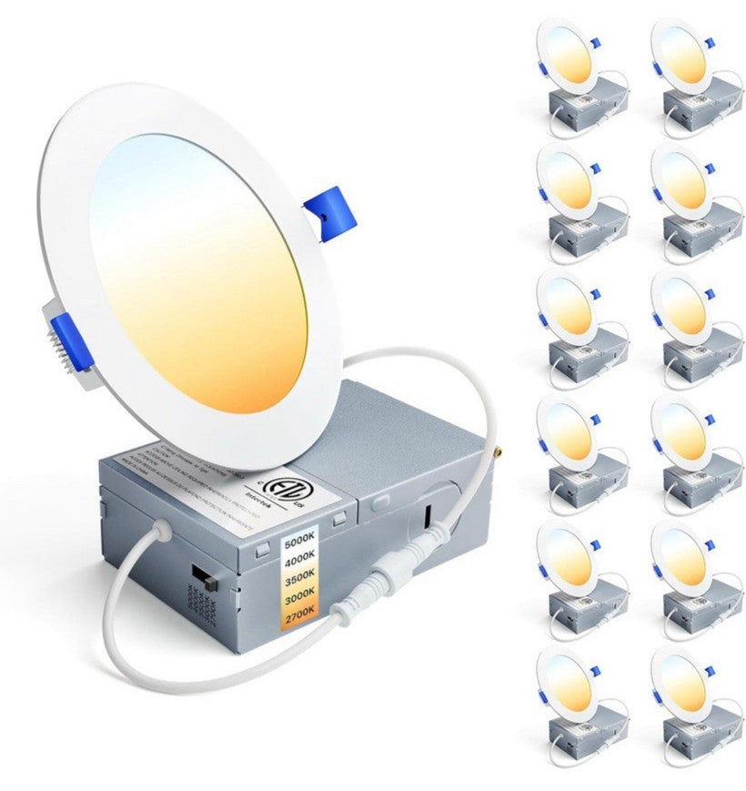 Ensenior 4 Inch LED Recessed Ceiling Light, Dimmable, 2700K-5000K 5CCT - 12 Pack