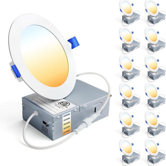 Ensenior 4 Inch LED Recessed Ceiling Light, Dimmable, 2700K-5000K 5CCT - 12 Pack