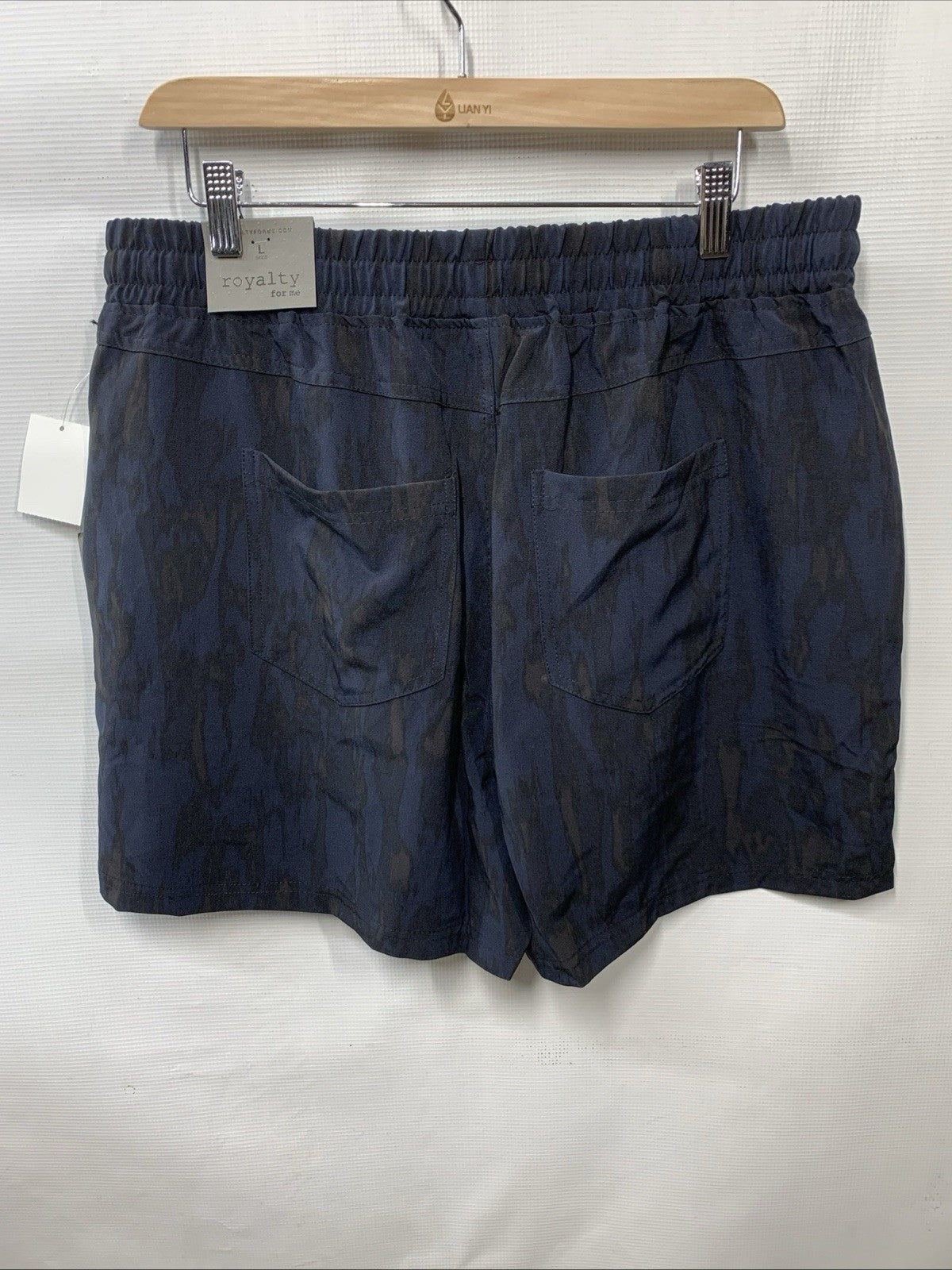 Royalty For Me Techo Men's Large Navy Blue AB001 Tie Dye Short 4 Way Stretch