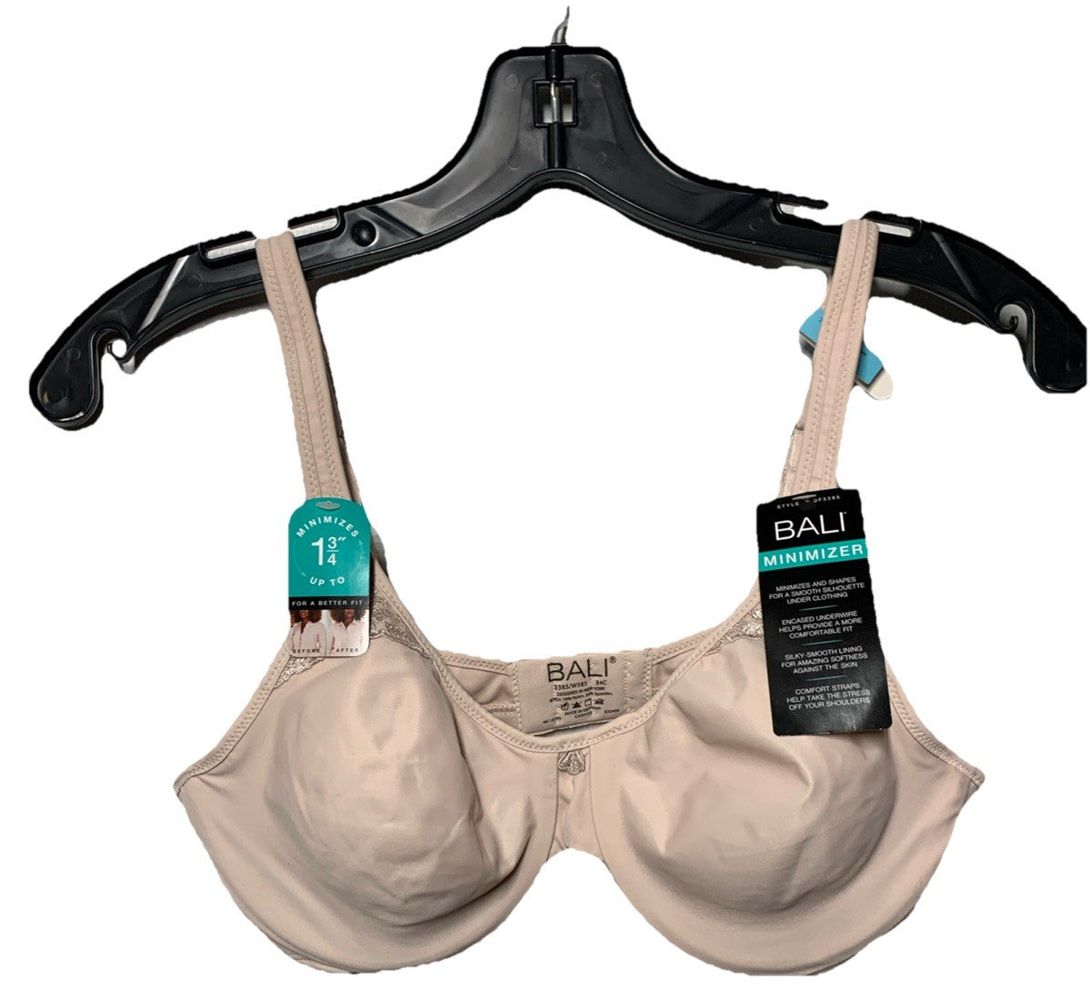 Bali Womens 3385/W385 Silky-smooth Lining Comfort Underwire Minimizer Bra 34C