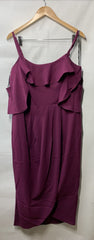 City Chic Women's Cocktail Party Evening Dress-Flirtation Drape Midi Cerise XS