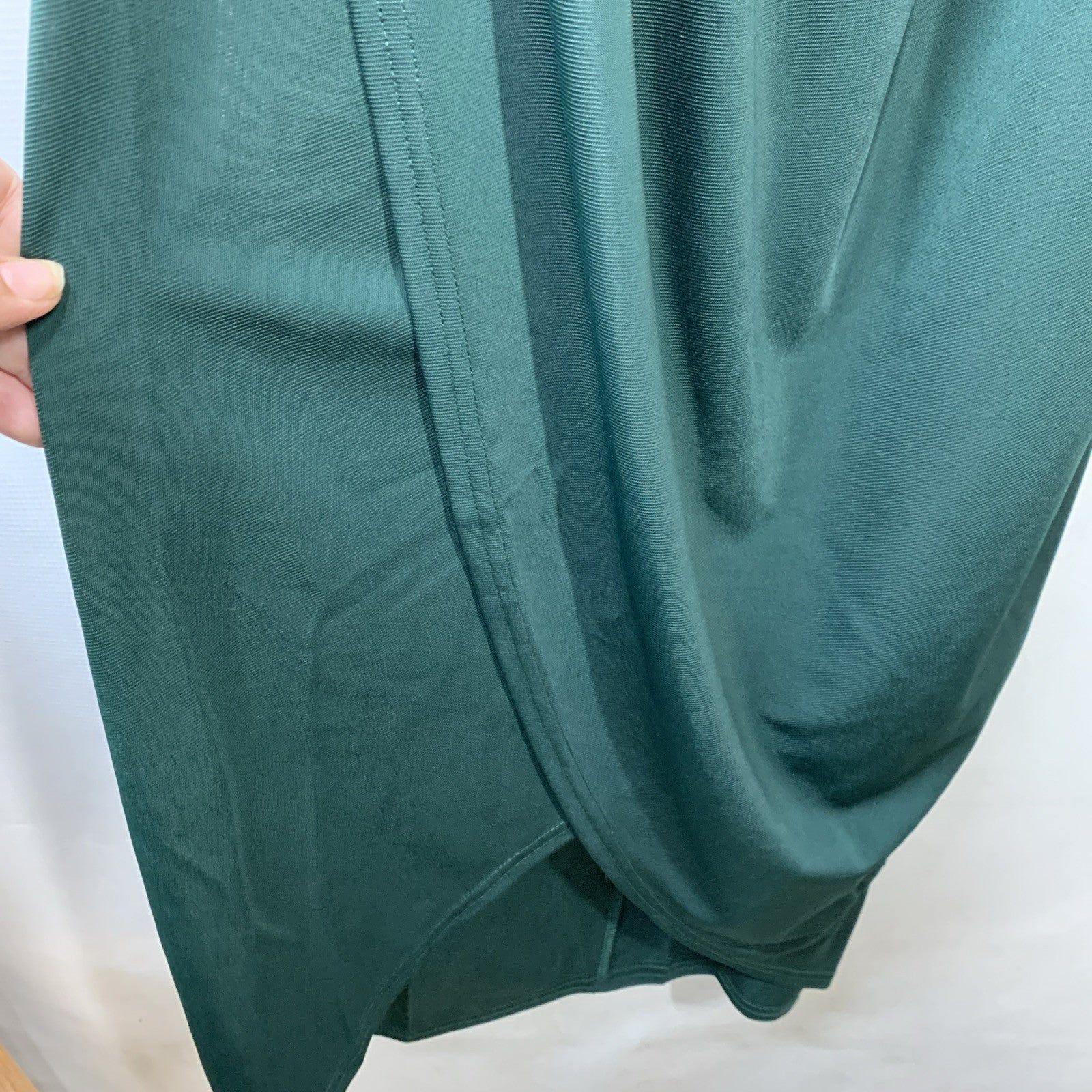 Hanna Nikole Women Size 12W One Shoulder Bodycon Wrap Cocktail Party Dress Green
