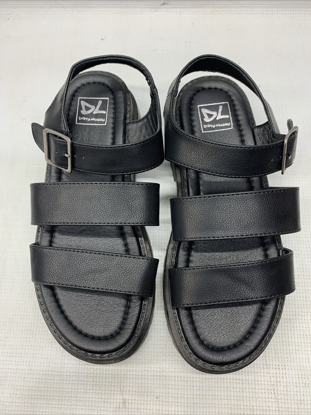 Dirty Laundry Womens Platform Gladiator Sandals Baddie Wedge Buckle Black Size 9
