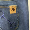 Horze Kaia Womens High Waist Denim Silicone Full Seat Breeches Dark Blue Size 32