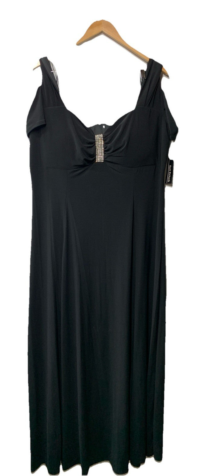 R & M Richards Women's Black Rhinestone-Detail Gown Plus Evening Casual Size 16W