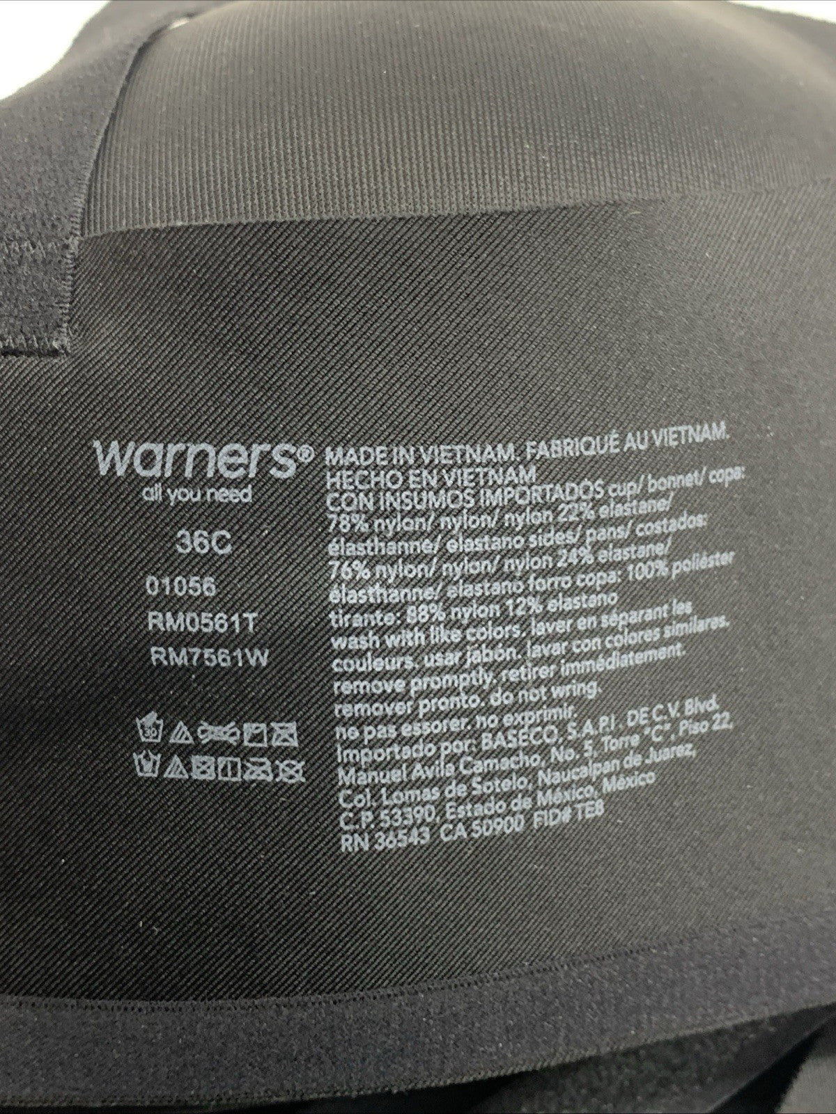 Warners 01056 No Side Effects Contour Bra Lined Wire Free Womens Size 36C Black