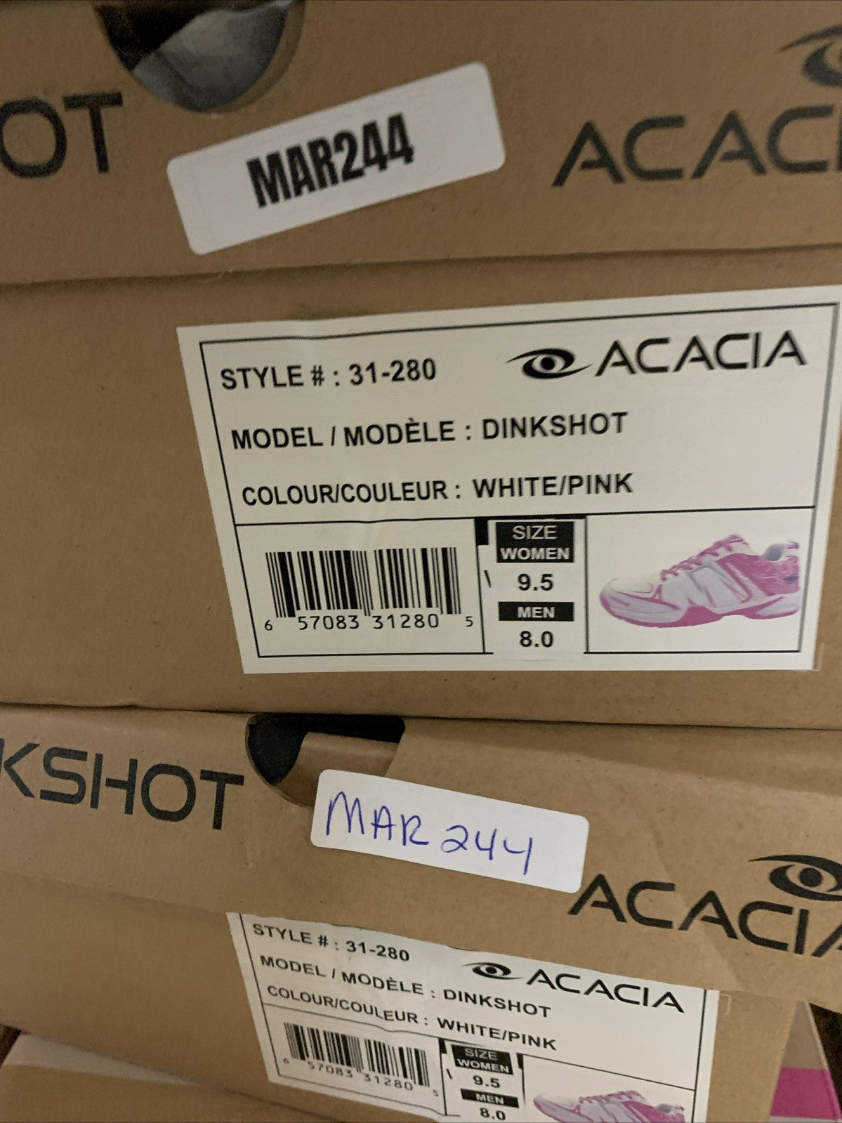 ACACIA Unisex 31-280 Pickleball Shoes Pink/White 9.5 US Women 8 Men’s Lace-up