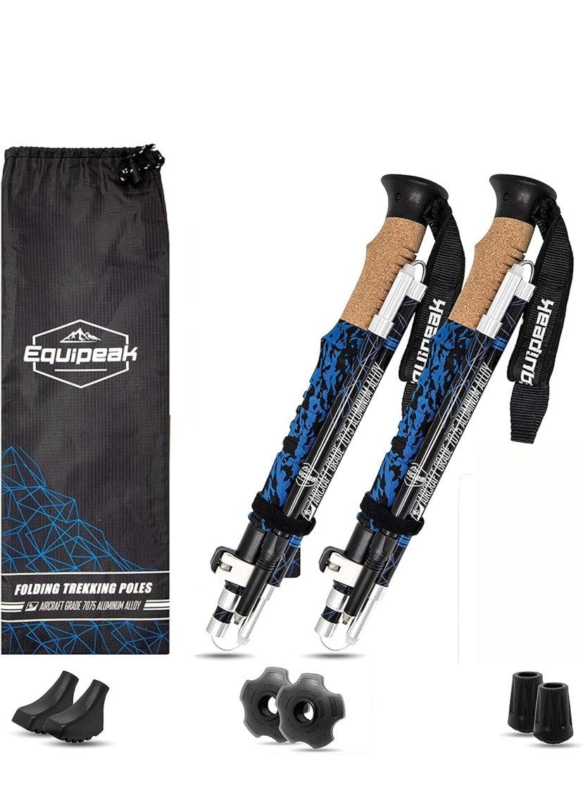 Collapsible Trekking Poles Hiking Walking Sticks Folding Alpenstock Anti-shock