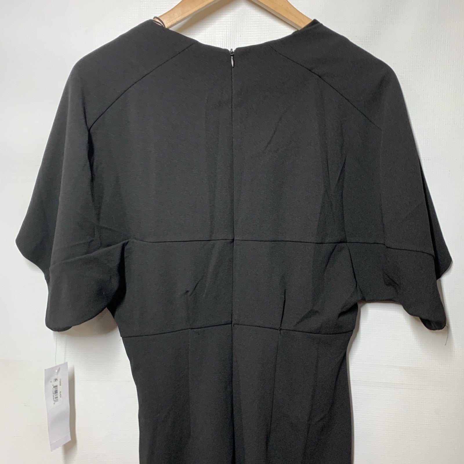 London Times Women's Black Midi Dress V-Neck Office Formal Short Sleeve Size 4