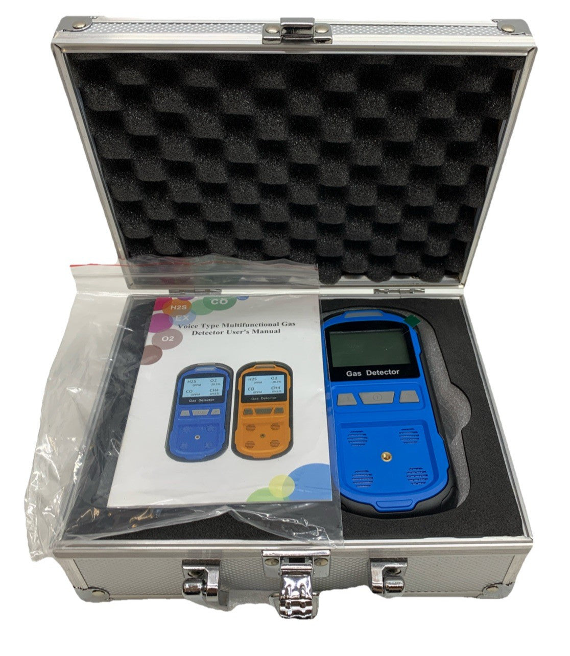 Voice Type Multifunctional Gas Detector Display Blue with Portable Case