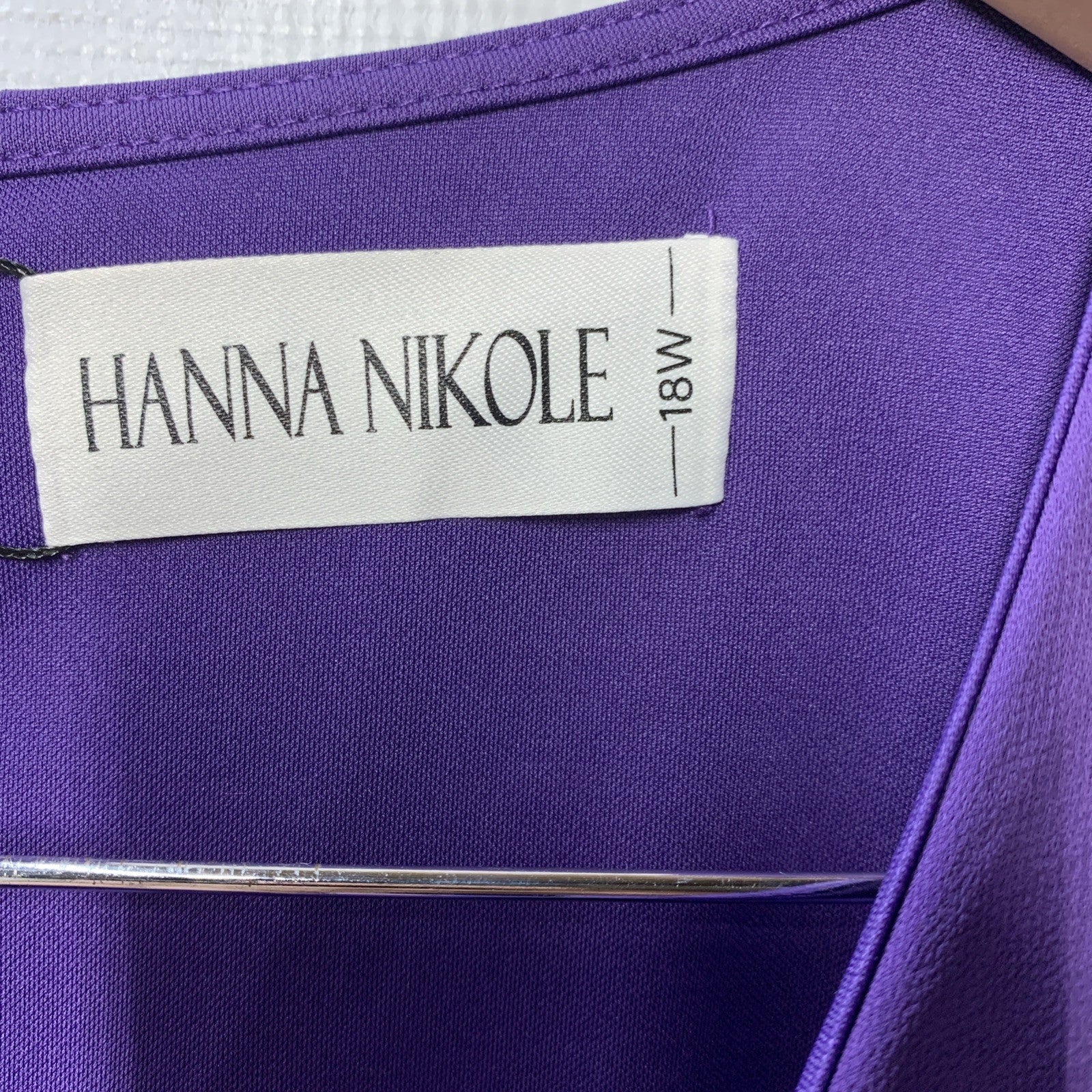 Hanna Nikole Women's Plus Size Wedding Guest  Dress with Cape Purple Size 18W