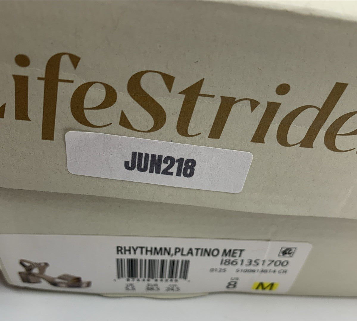 LifeStride Womens Rhythmn Platino Metallic Gold Size 8M Open Toe Platform Block