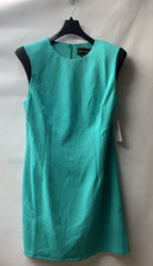 Donna Morgan Womens Teal Green Extended Shoulder Cap Sleeve Sheath Dress Size 12