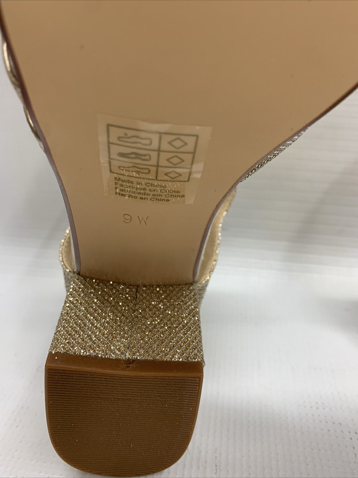 Touch Up Foster Womens' Heeled Sandals Gold 4679W Size 9W Hook & Loop Open Toe