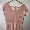 Women'S V Neck Ruffle Sleeve Summer Dress Split Flowy Tiered Midi Dress Pink Med