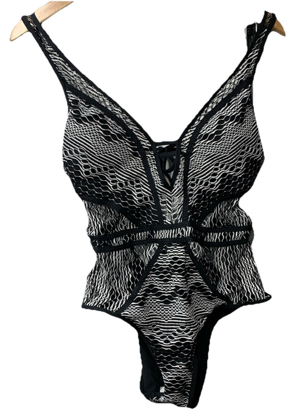 Rebecca Virtue Becca Color Play Crochet Plunge One-Piece Women's 551057A Medium