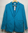 Women’s Terea Size 8 Enamel Blue Casual Amora French Terry Blazer Long Sleeve