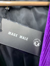 MAGE MALE Mens Suits Velvet Tuxedo Suit Set Slim Fit 2 Piece Size 2XL Purple