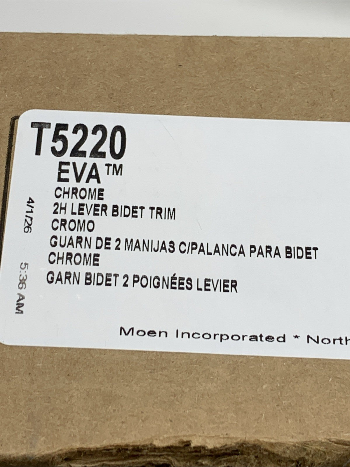 Moen T5220 Eva 2-Handle Bidet Faucet Deck Mount Trim kit Valve Required - Chrome