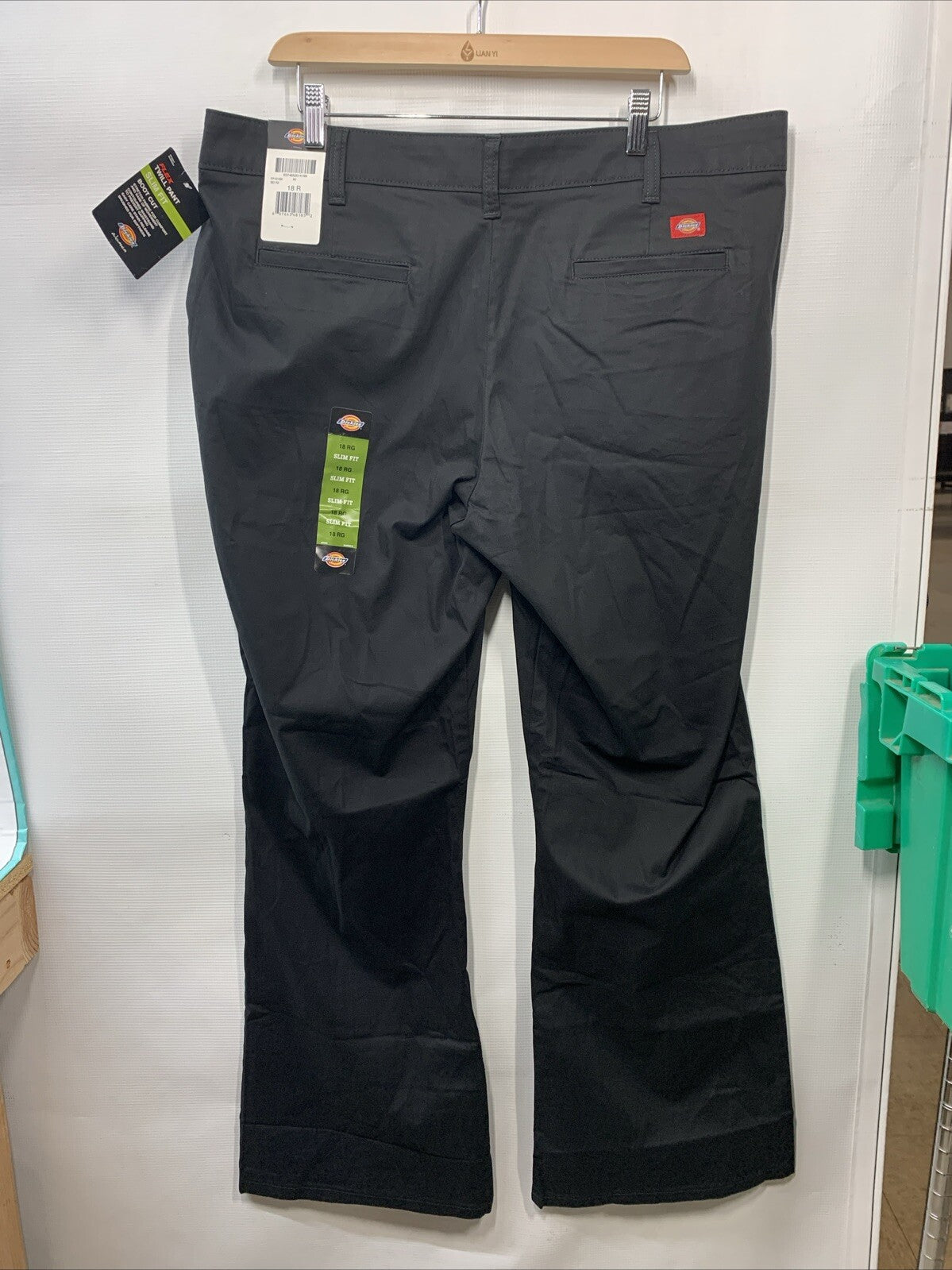 Dickies Women's Slim Fit Bootcut Long Pants Black Size 18R HTW241 Stretch Fabric