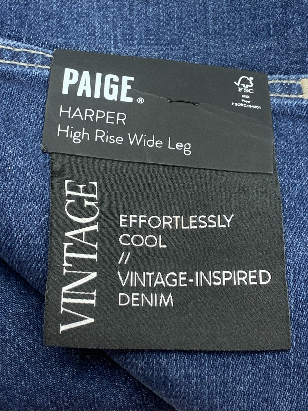 Paige Harper Ankle Jeans Women's Blue High Rise Wide Leg Size 34 Long Pants