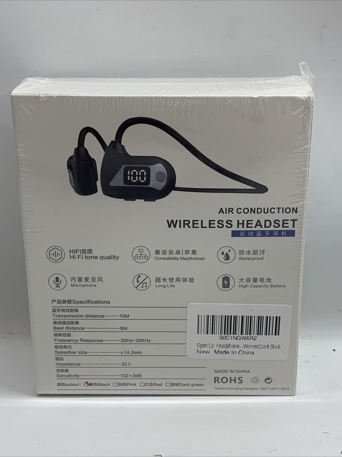 Open Ear Headphones Wireless Bluetooth Air Conduction Earbud 5.3 Black