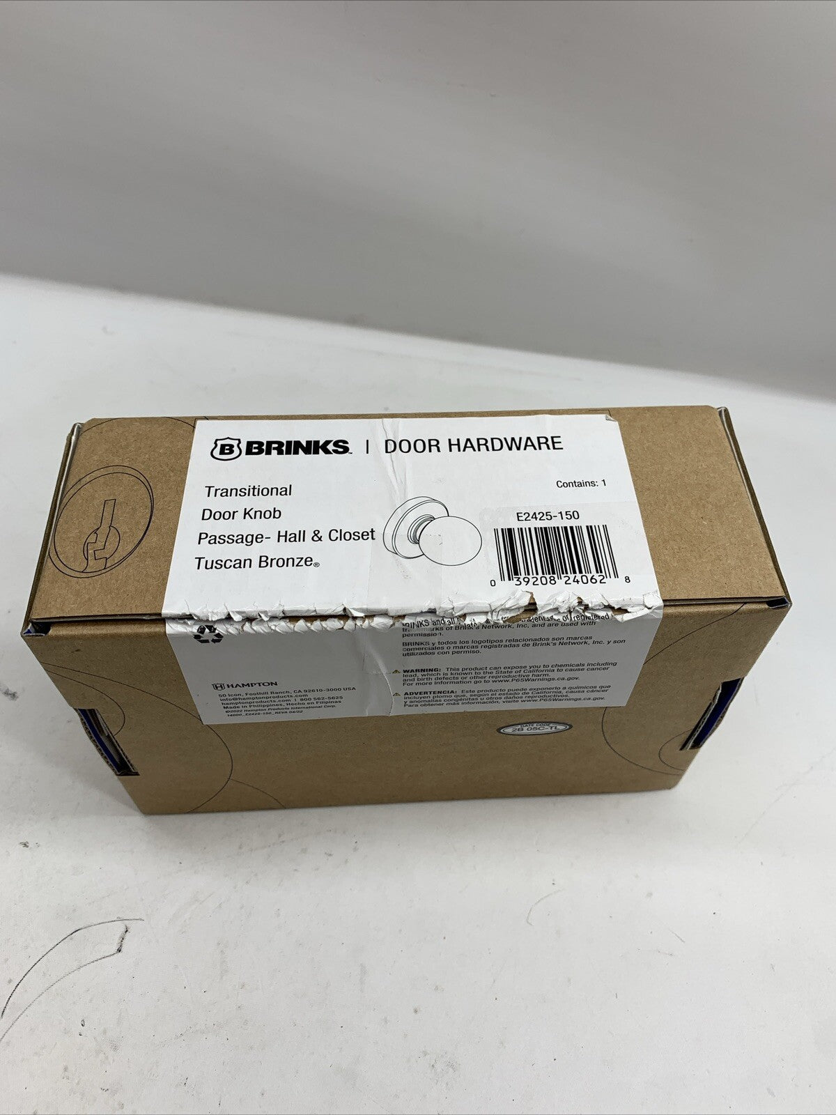 Brinks E2425-150 Transitional Non-Locking Interior Door Handle, Tuscan Bronze