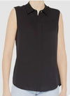 Theory Women's Modern Black Silk Tanelis Sleeveless Shirt Blouse Top Petite Size