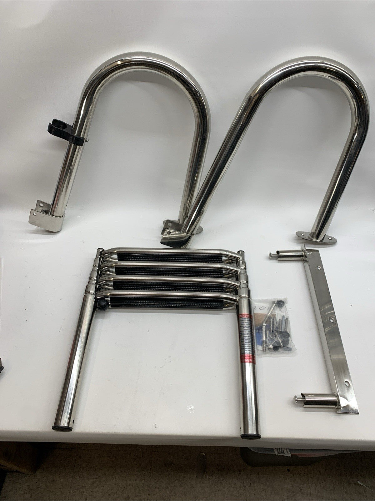 316 Stainless Steel 4 Step Marine Boat Folding Telescoping Ladder Yacht Ladder