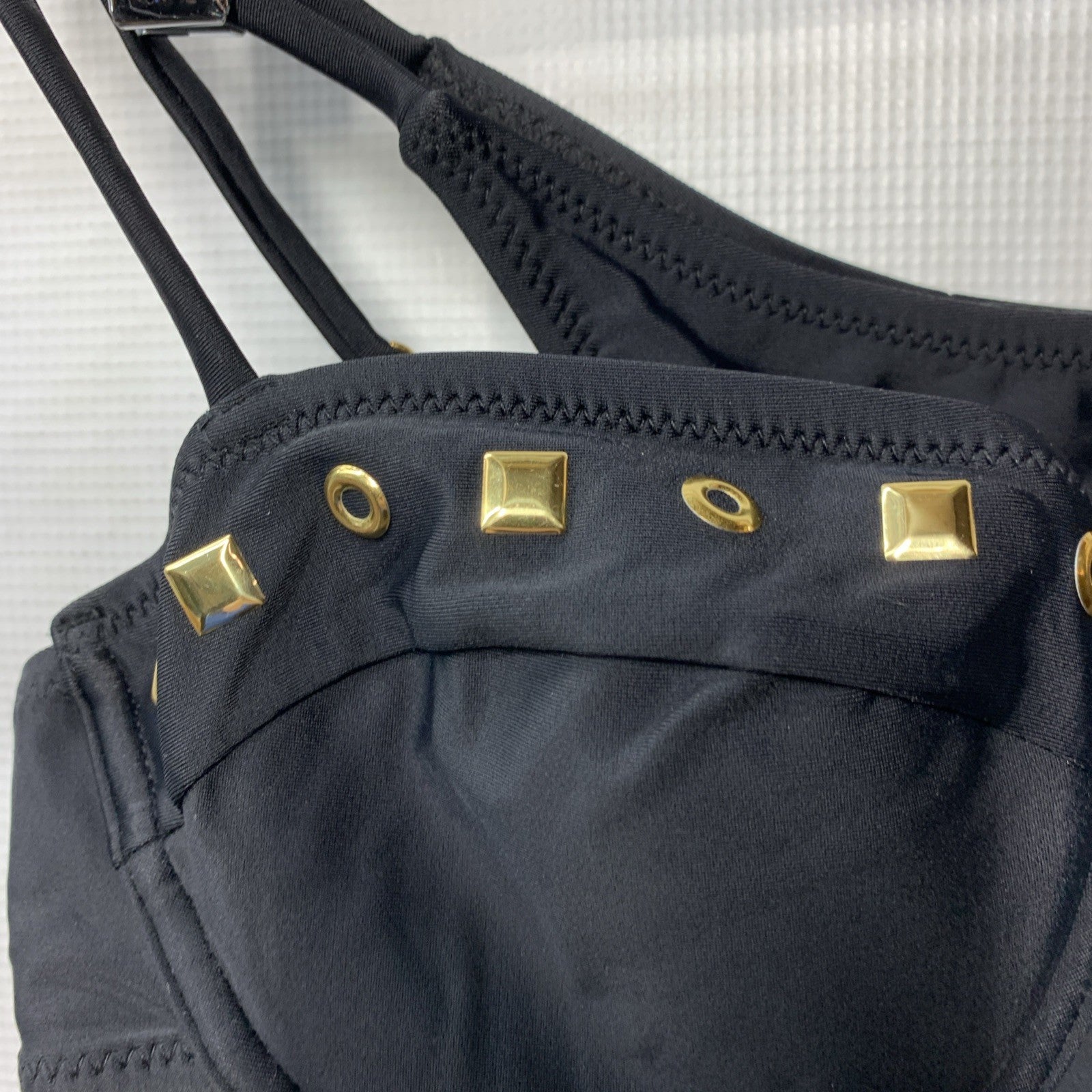 Nasty Gal Ring Studded Underwire Beach Three- piece Bikini Set Black Size 6