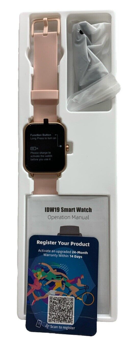 IDW19 Smart Watch Women Waterproof Heart Color Display Blood Oxygen Rose Gold