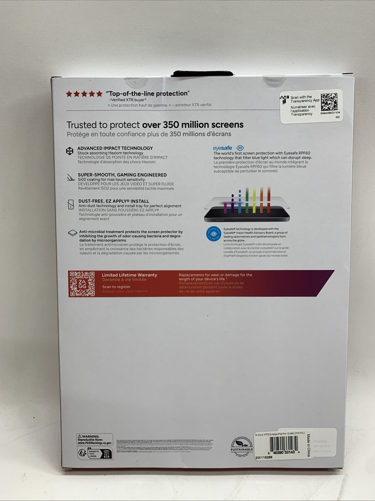 ZAGG Invisible Shield Screen Glass Protector XTR3 Apple iPad Pro 13
