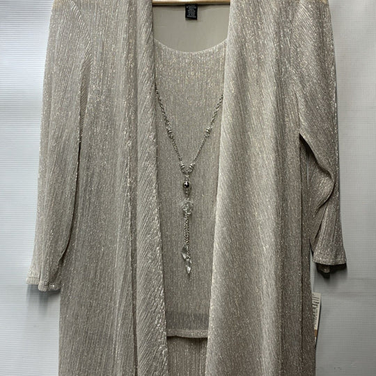 R&M Richards Womens 3 Piece Set Pants Open-Front Blazer Size 12 Champagne 445786