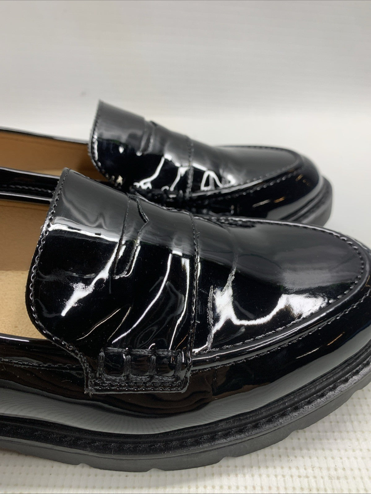 Rockport Kacey Penny Loafer Shoes Black Patent Leather US Womens 8.5 Pull-On