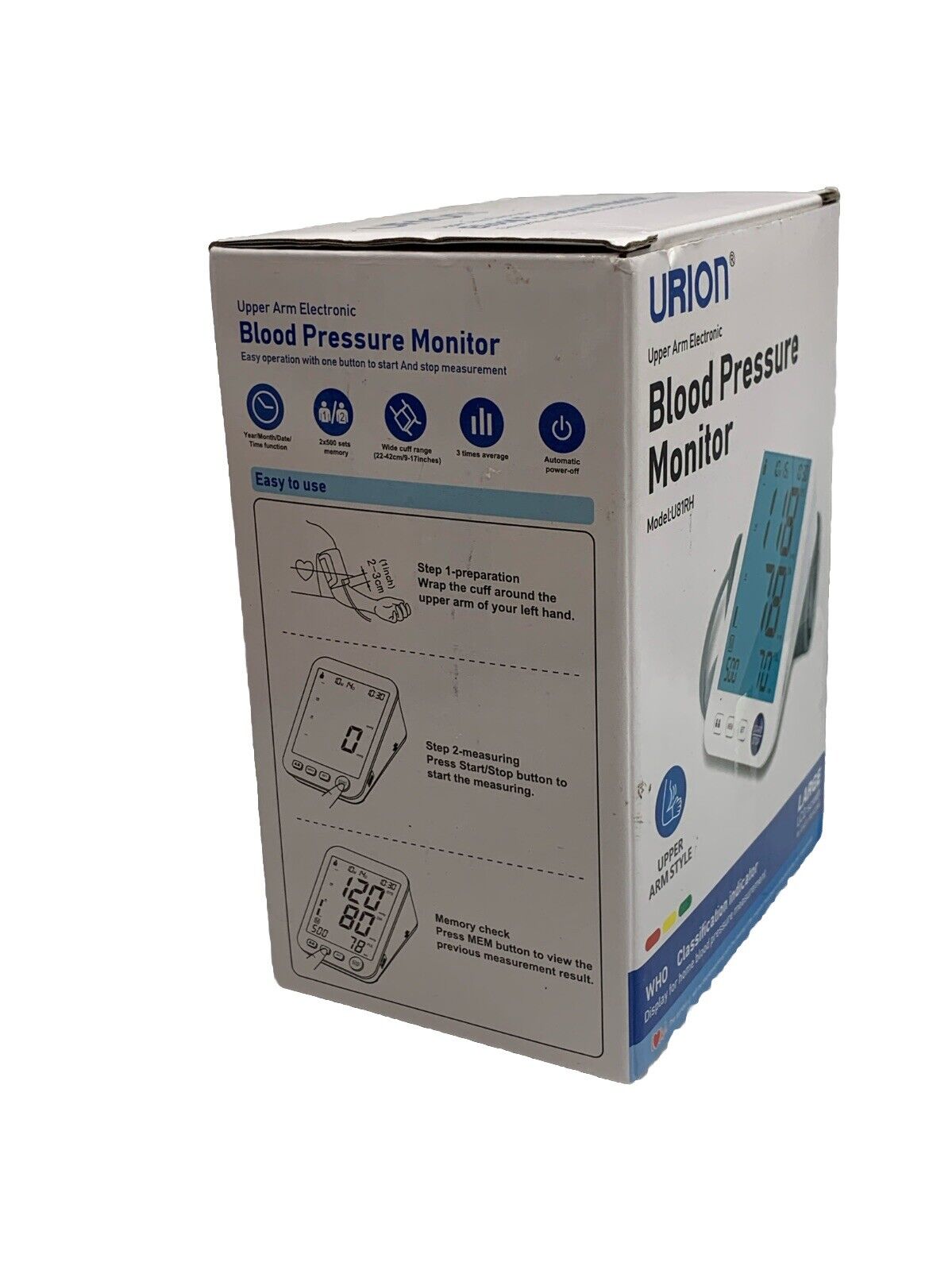 Urion Upper Arm Electronic Blood Pressure Monitor U81RH Large Screen Display