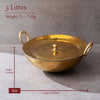 Brass Wok With a Lid, 12-in Kadhai, Nonstick Wok Pan with a Tin Coating 3.2qt