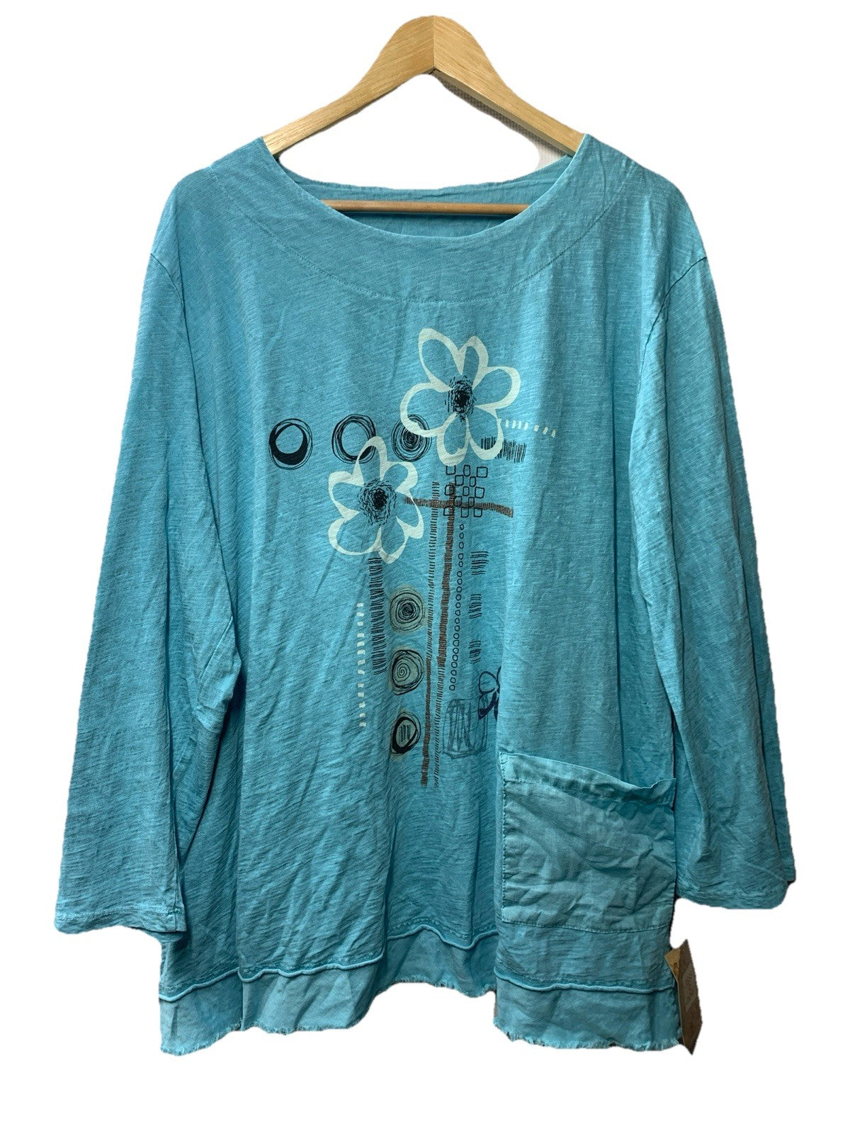 Jess & Jane Mineral Washed Tunic Top Shirt M94 Size 2X Long Sleeve M94-1933