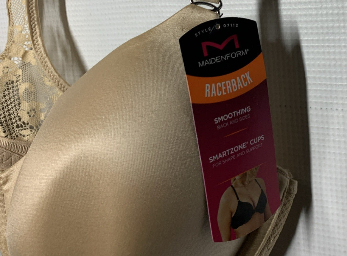 Maidenform, Women’s T-Back Full Coverage Bra 36C Racerback Back/Side Smoothing