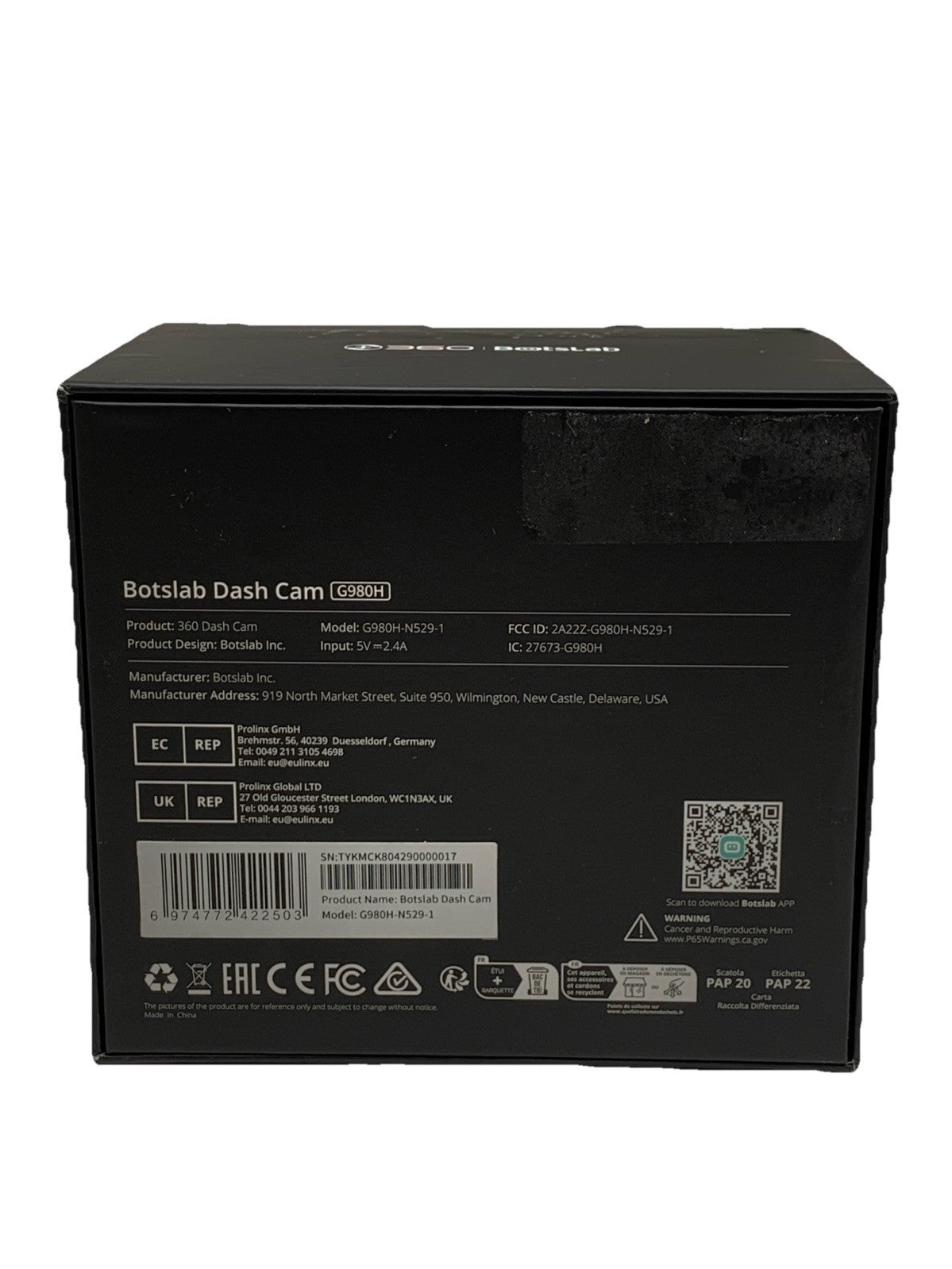 4K Dash Cam Front and Rear, Botslab; Ultra Wide with ADAS, Night Vision. G980H