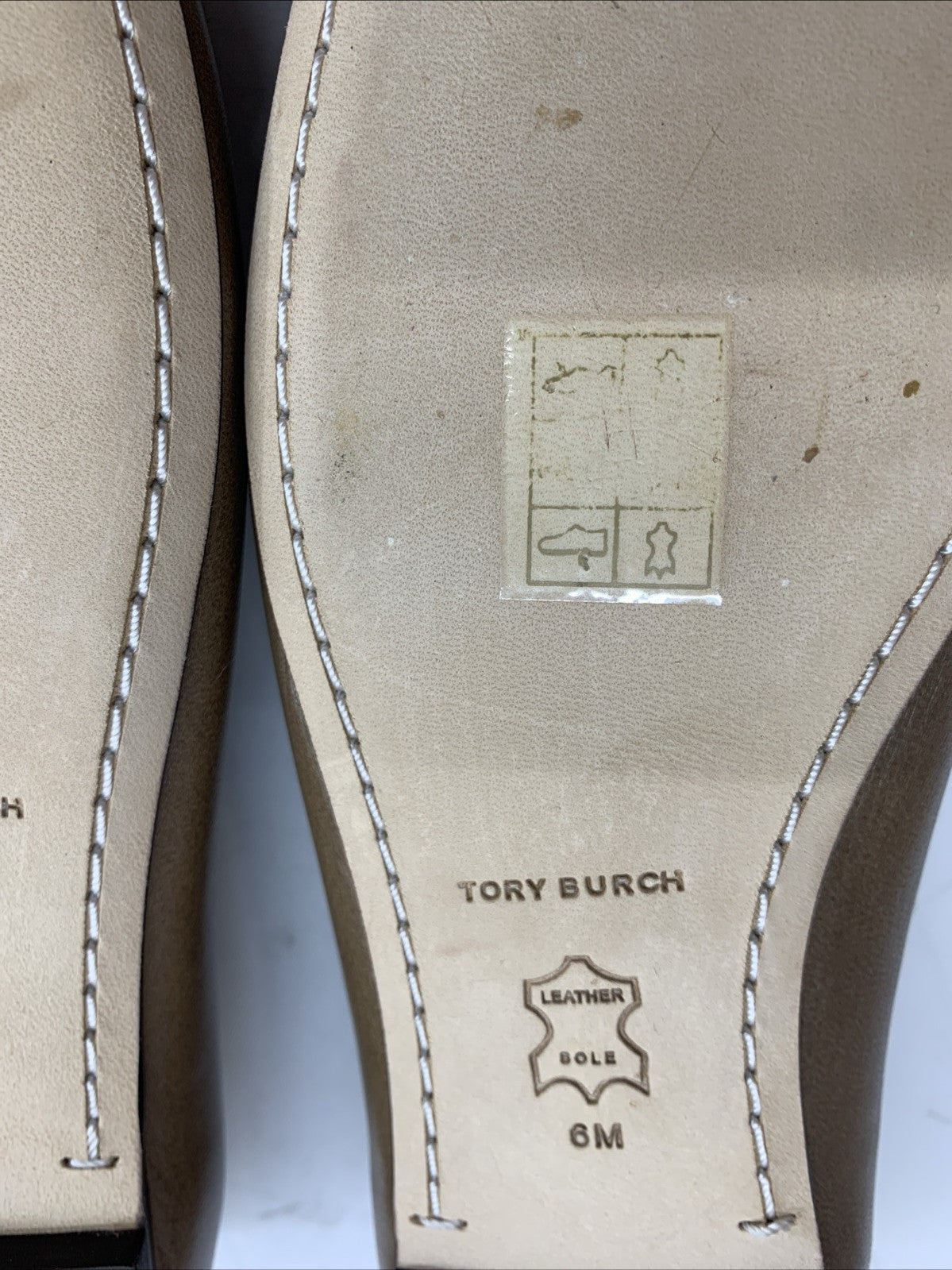 Tory BURCH Almond Flour 200 Georgia Ballet Goat Leather Size 6M Slip-on Shoes